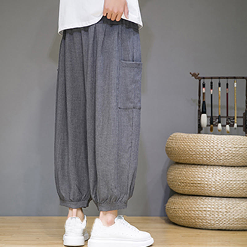 Pantaloni harem da uomo Buddha Stones, modello casual, lunghezza 7-8, con tasche laterali - image 21