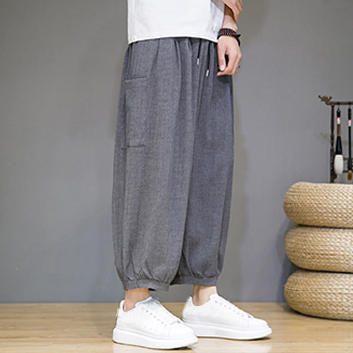 Pantaloni harem da uomo Buddha Stones, modello casual, lunghezza 7-8, con tasche laterali - image 19