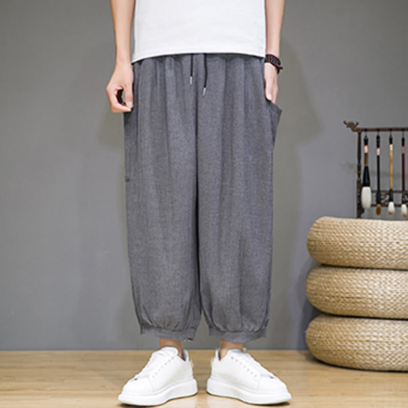 Pantaloni harem da uomo Buddha Stones, modello casual, lunghezza 7-8, con tasche laterali - image 21