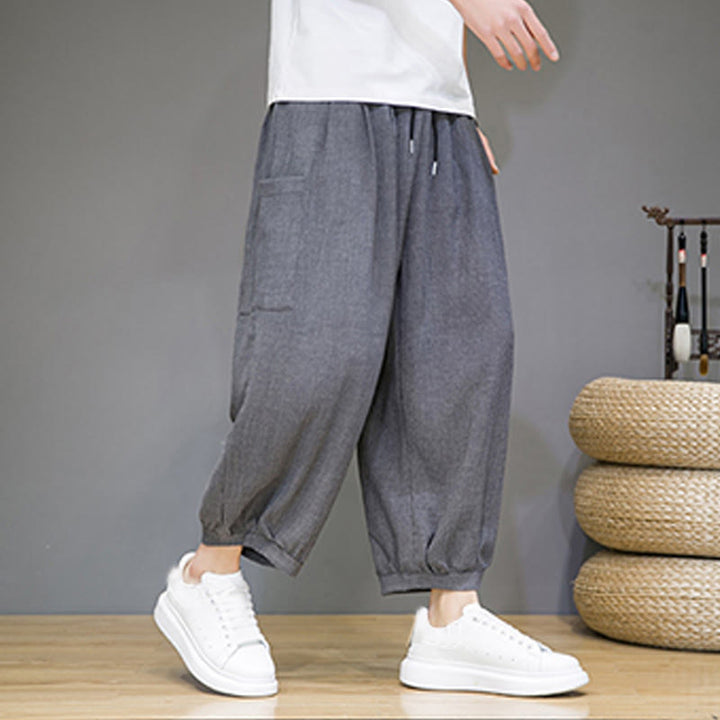 Pantaloni harem da uomo Buddha Stones, modello casual, lunghezza 7-8, con tasche laterali - image 18