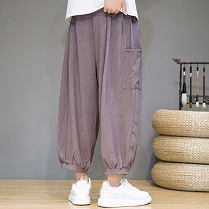Pantaloni harem da uomo Buddha Stones, modello casual, lunghezza 7-8, con tasche laterali - image 31