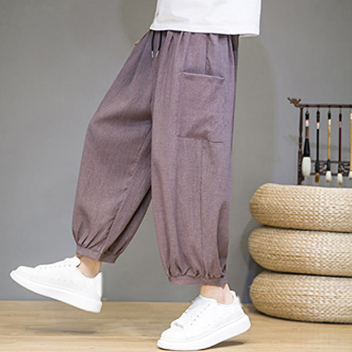 Pantaloni harem da uomo Buddha Stones, modello casual, lunghezza 7-8, con tasche laterali - image 32