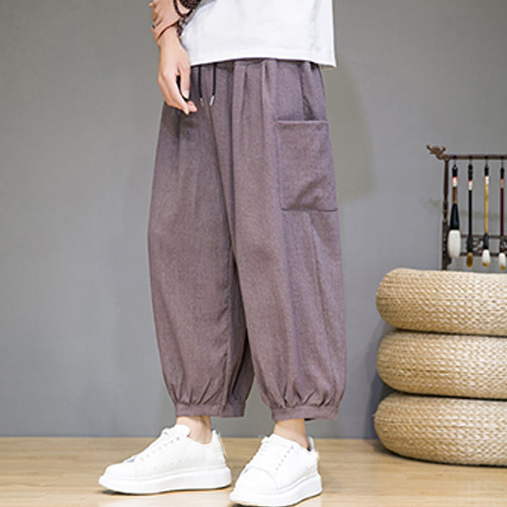 Pantaloni harem da uomo Buddha Stones, modello casual, lunghezza 7-8, con tasche laterali - image 29