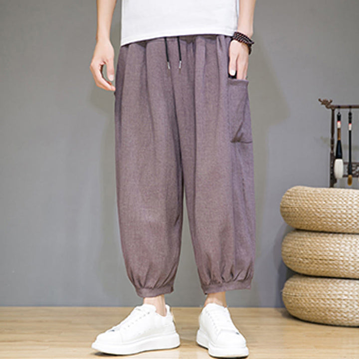 Pantaloni harem da uomo Buddha Stones, modello casual, lunghezza 7-8, con tasche laterali - image 33