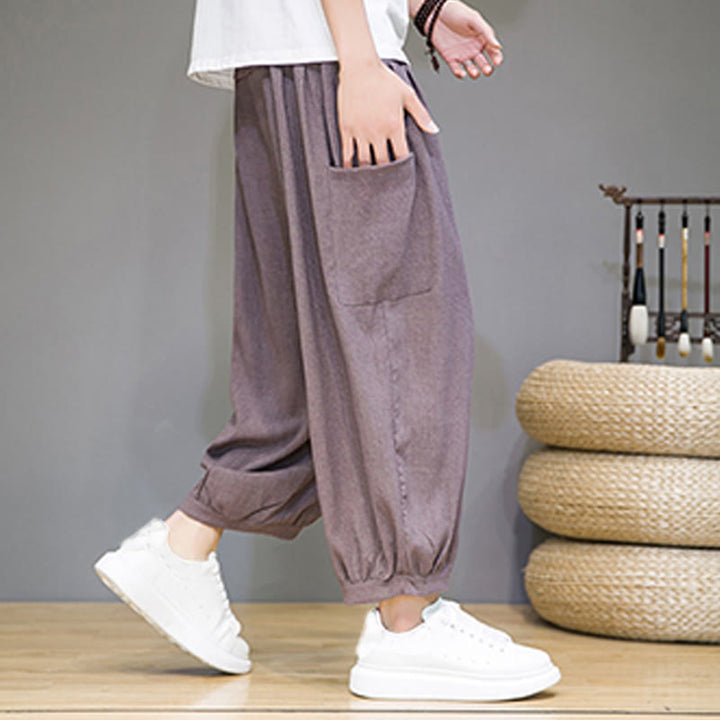 Pantaloni harem da uomo Buddha Stones, modello casual, lunghezza 7-8, con tasche laterali - image 29