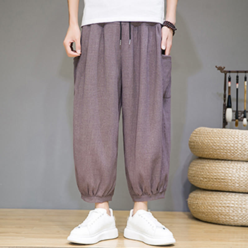 Pantaloni harem da uomo Buddha Stones, modello casual, lunghezza 7-8, con tasche laterali - image 31