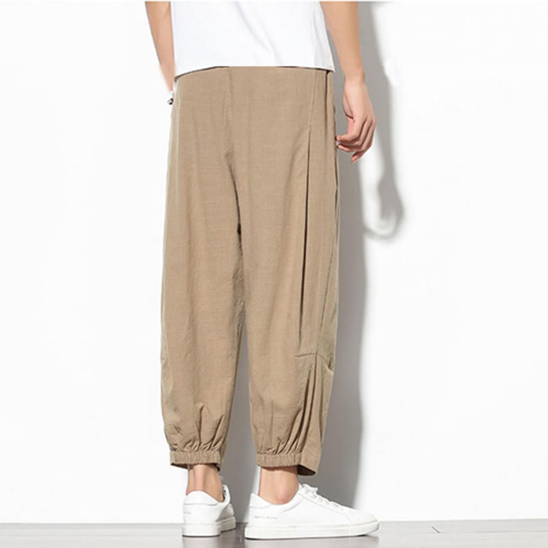 Pantaloni a carota in cotone e lino con tasche, da uomo, lunghezza 7-8, modello Buddha Stones - image 7