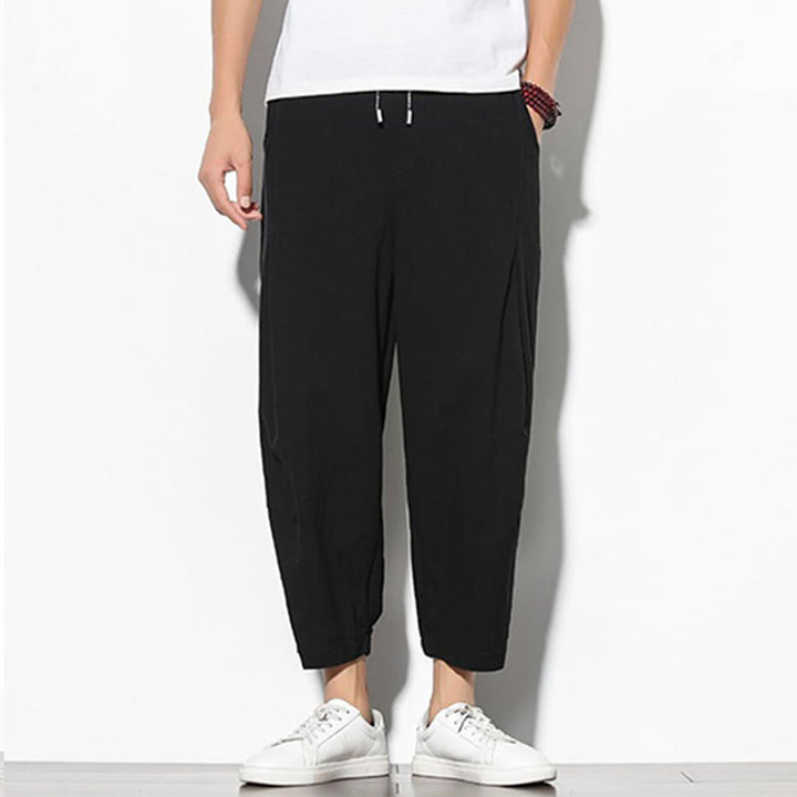 Pantaloni a carota in cotone e lino con tasche, da uomo, lunghezza 7-8, modello Buddha Stones - image 15