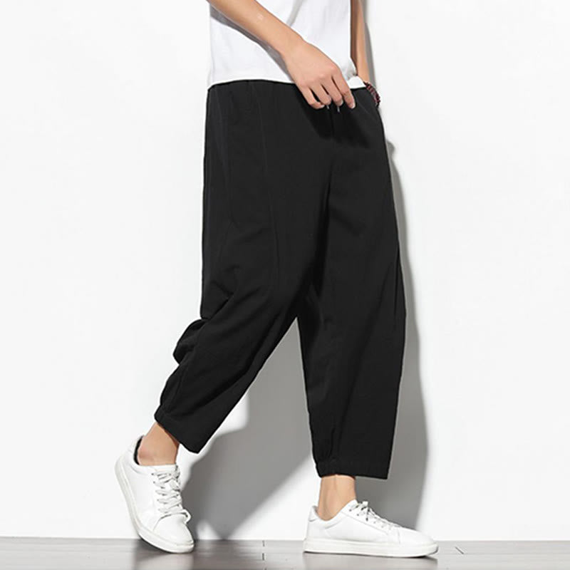 Pantaloni a carota in cotone e lino con tasche, da uomo, lunghezza 7-8, modello Buddha Stones - image 18