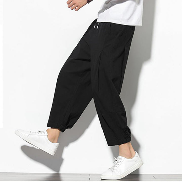 Pantaloni a carota in cotone e lino con tasche, da uomo, lunghezza 7-8, modello Buddha Stones - image 20