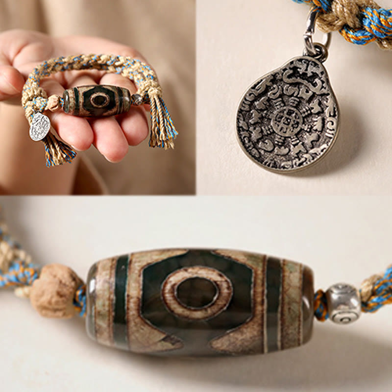 Braccialetto intrecciato con perline Dzi tibetane fatte a mano, per la protezione della ricchezza, Buddha Stones - image 9