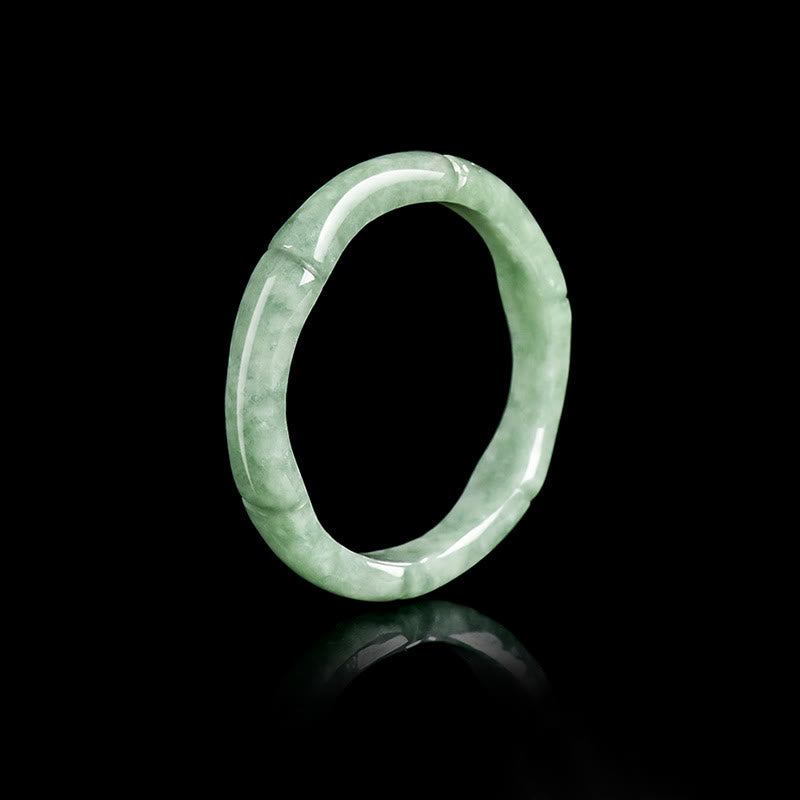 Anello di abbondanza in giada con design in bambù naturale Buddha Stones - 22 millimetri - image 1