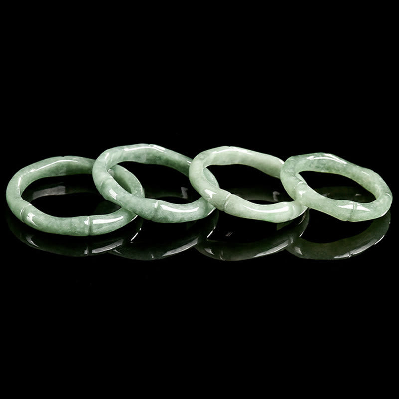 Anello di abbondanza in giada con design in bambù naturale Buddha Stones - image 12