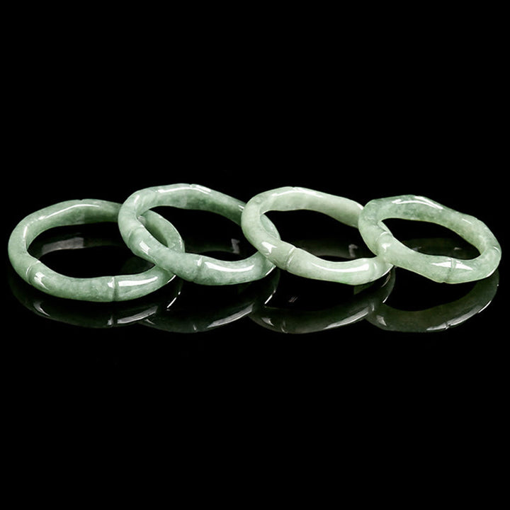 Anello di abbondanza in giada con design in bambù naturale Buddha Stones - image 12