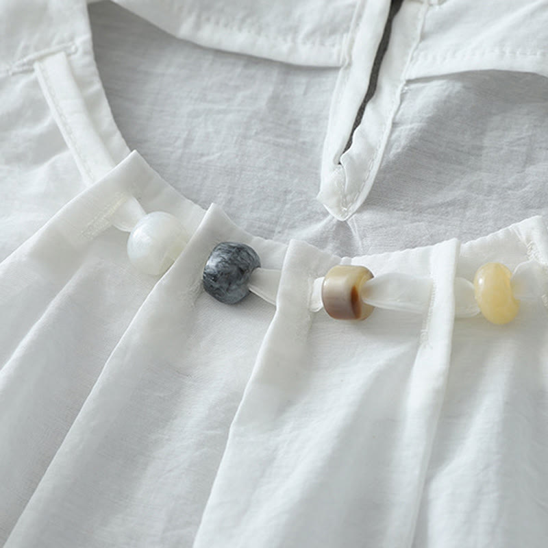 Maglietta da donna in cotone a maniche corte con scollo rotondo e perline Buddha Stones - image 10