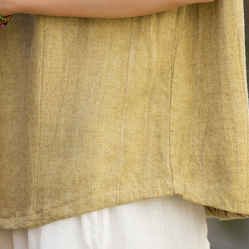 Gilet da donna senza maniche in lino con bottoni tie-dye Buddha Stones - image 9