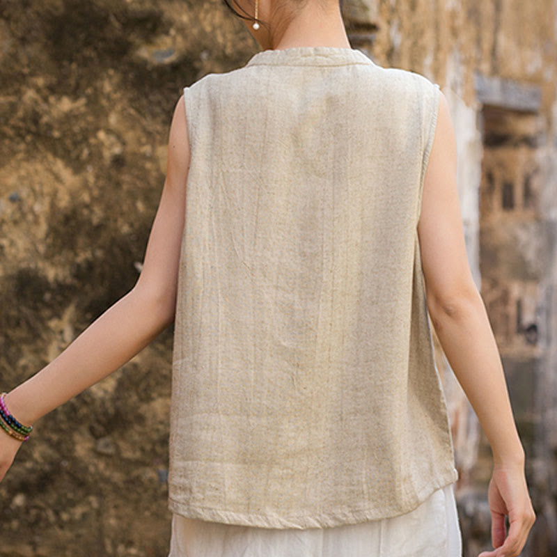 Gilet da donna senza maniche in lino con bottoni tie-dye Buddha Stones - image 25