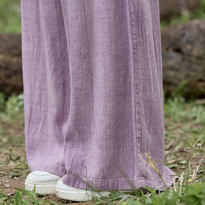 Pantaloni larghi da donna in lino con tasche e motivo tie-dye Buddha Stones - image 8