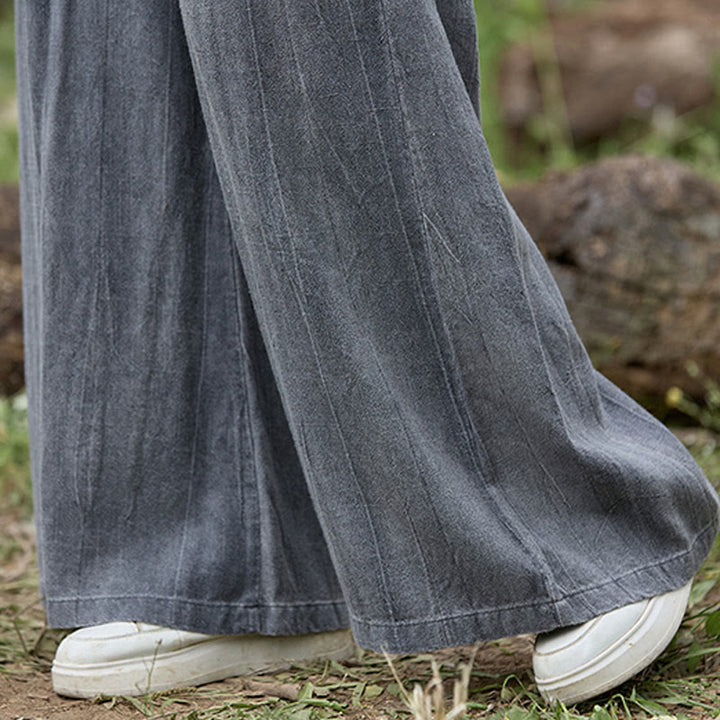 Pantaloni larghi da donna in lino con tasche e motivo tie-dye Buddha Stones - image 15
