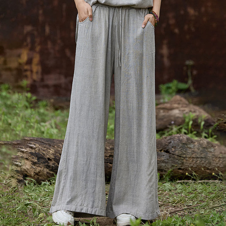 Pantaloni larghi da donna in lino con tasche e motivo tie-dye Buddha Stones - image 18