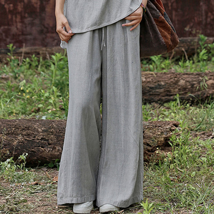 Pantaloni larghi da donna in lino con tasche e motivo tie-dye Buddha Stones - image 19