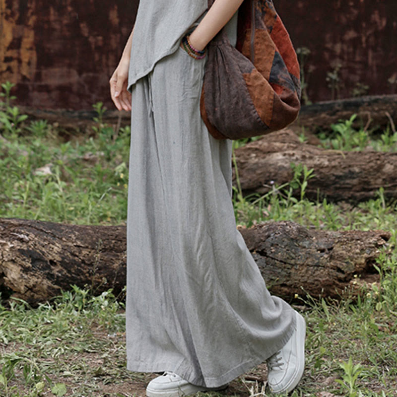 Pantaloni larghi da donna in lino con tasche e motivo tie-dye Buddha Stones - image 20