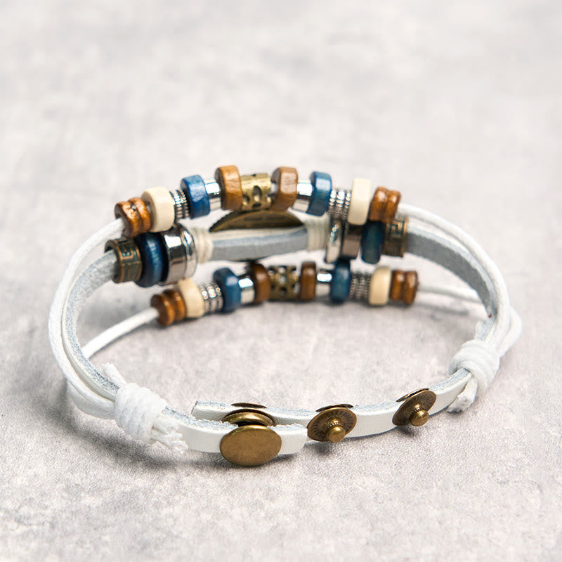Braccialetto di protezione regolabile in pelle con Buddha Stones occhio maligno tibetano