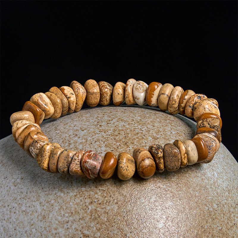 Braccialetto di equilibrio con blocchi irregolari di diaspro Buddha Stones