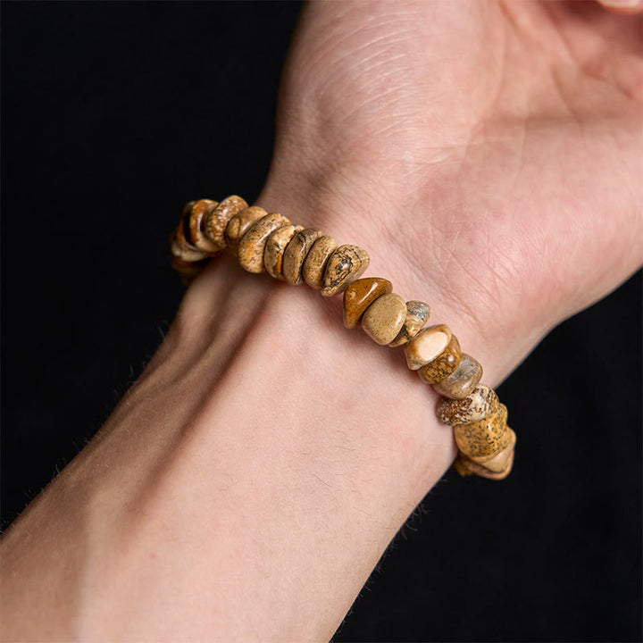 Braccialetto di equilibrio con blocchi irregolari di diaspro Buddha Stones
