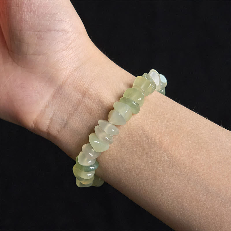Bracciale della pace con blocchi irregolari di peridoto naturale Buddha Stones