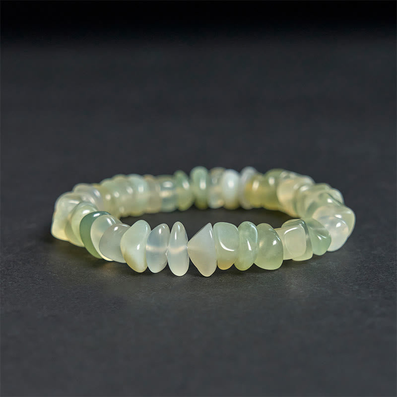 Bracciale della pace con blocchi irregolari di peridoto naturale Buddha Stones