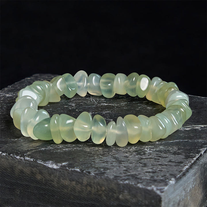 Bracciale della pace con blocchi irregolari di peridoto naturale Buddha Stones