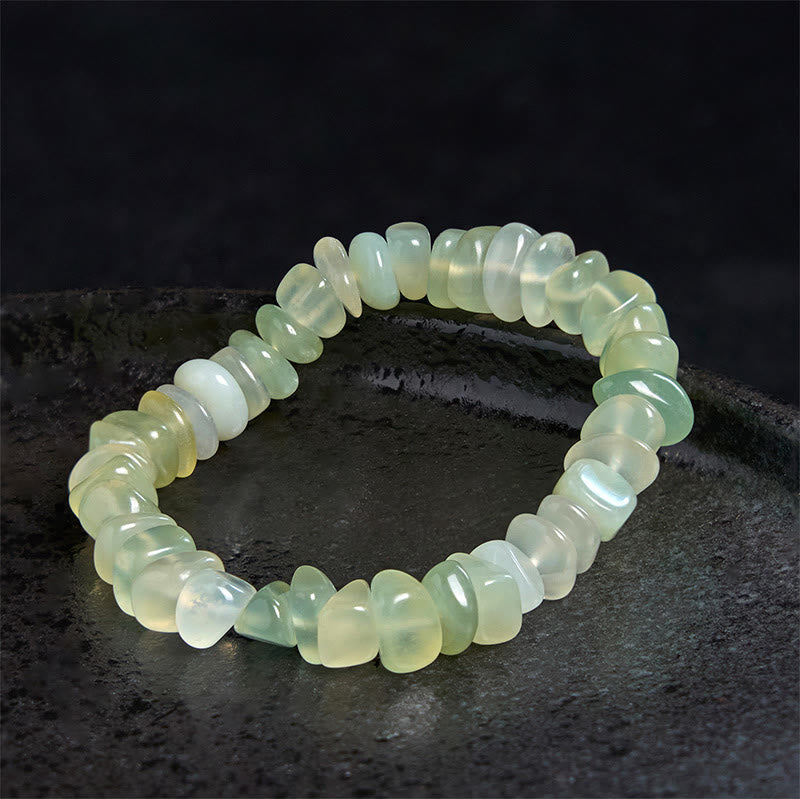 Bracciale della pace con blocchi irregolari di peridoto naturale Buddha Stones