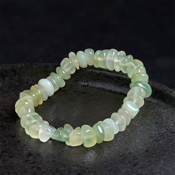 Bracciale della pace con blocchi irregolari di peridoto naturale Buddha Stones