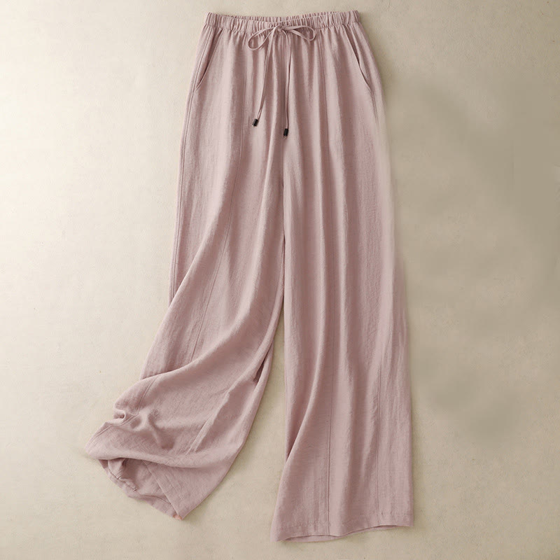 Pantaloni a gamba larga da donna con tasche e coulisse estiva Buddha Stones - Rosa - US8-10, UK/AU12-14, EU40-42 (2XL) - image 1