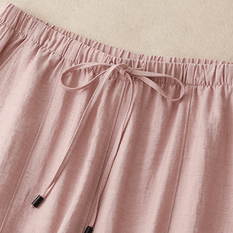 Pantaloni a gamba larga da donna con tasche e coulisse estiva Buddha Stones - image 2