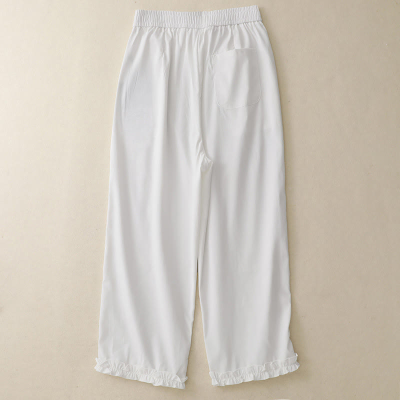 Pantaloni da donna alla caviglia con tasche e bottoni arricciati estivi Buddha Stones - image 6