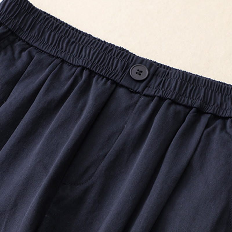 Pantaloni da donna alla caviglia con tasche e bottoni arricciati estivi Buddha Stones - image 2