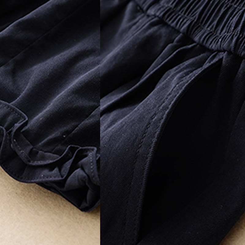Pantaloni da donna alla caviglia con tasche e bottoni arricciati estivi Buddha Stones - image 3