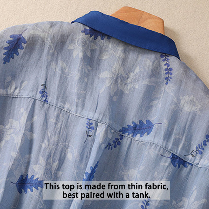 Camicia da donna a maniche corte con bottoni, piccoli fiori gialli e pietre Buddha Stones - image 12