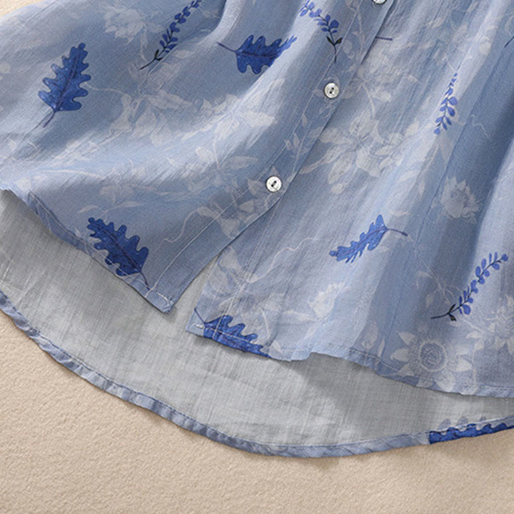 Camicia da donna a maniche corte con bottoni, piccoli fiori gialli e pietre Buddha Stones - image 15