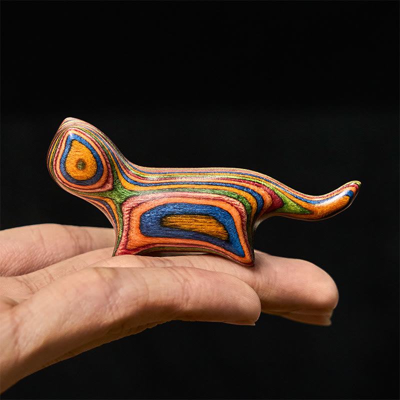 Buddha Stones in miniatura, eucalipto arcobaleno, gatto che cammina, intagliato, decorazione per ridurre lo stress - Gatto di eucalipto arcobaleno 73,1*34,4*20 mm - image 1