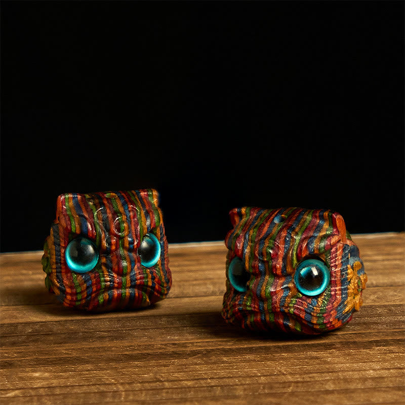 Buddha Stones 2 pezzi Mini eucalipto arcobaleno leone danzante intagliato decorazione dell'equilibrio - 2 pezzi leone danzante 20*21mm - image 1