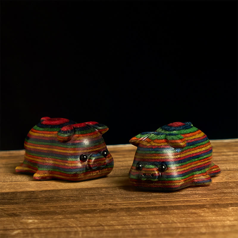 Buddha Stones 2 pezzi Mini eucalipto arcobaleno Maiale intagliato Decorazione positiva - 2 pezzi di maiale 30*19mm - image 1