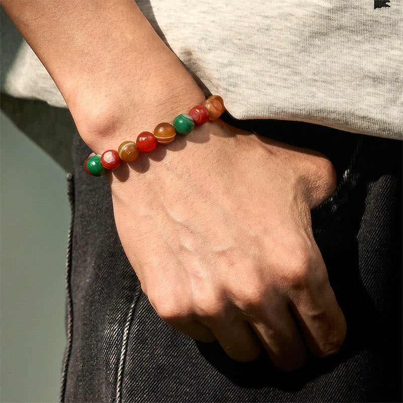 Bracciale Buddha Stones in agata naturale dell'Alashan per la fiducia