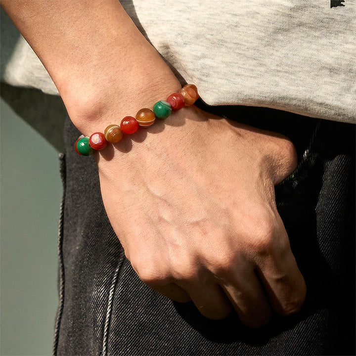 Bracciale Buddha Stones in agata naturale dell'Alashan per la fiducia