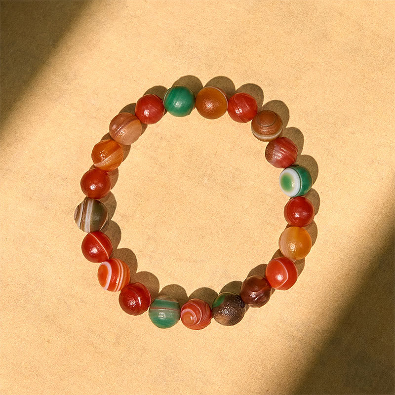 Bracciale Buddha Stones in agata naturale dell'Alashan per la fiducia