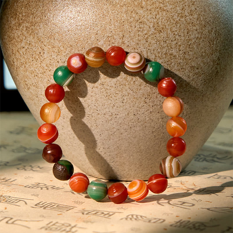 Bracciale Buddha Stones in agata naturale dell'Alashan per la fiducia
