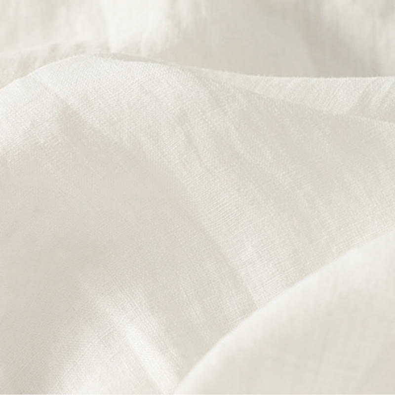 Maglietta casual da donna in cotone e lino con ricamo Buddha Stones e cuore rosso a maniche corte - image 7