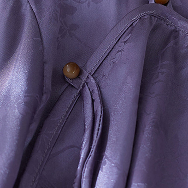 Camicia da donna con maniche a tre quarti, motivo floreale con spacchi, in jacquard tinta unita , Buddha Stones - image 4